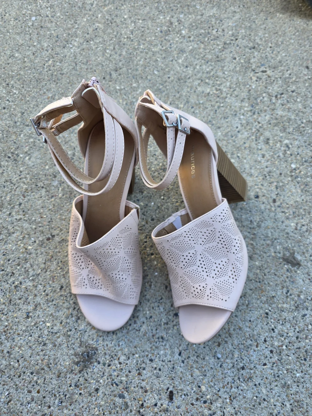 Maurices Light Blush Perforated Ankle Strap Sandals Women 9